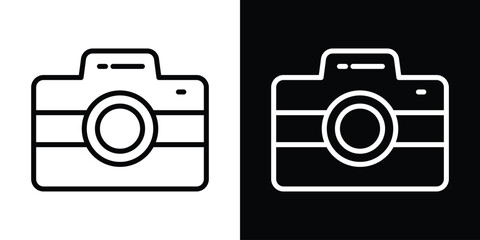 Camera icon design. simple stroke line vector icon set