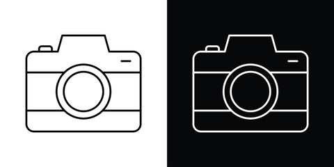 Camera icon design. simple stroke line vector icon set