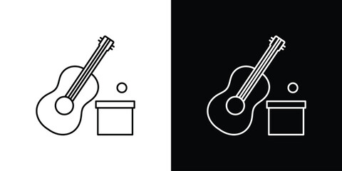 Busking icon design. simple stroke line vector icon set