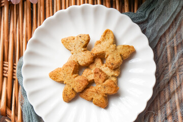 Butterfly shaped coffee flavored cookies.