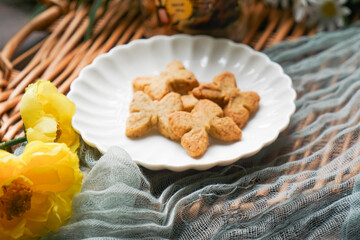 Butterfly shaped coffee flavored cookies.