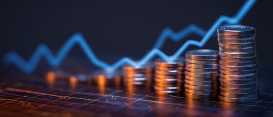 The stacks of coins depicting financial growth and investment strategy.