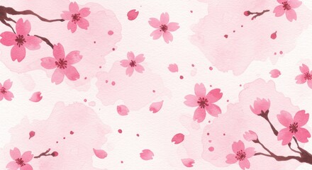 Cherry blossoms in soft watercolor style conveying springs delicate beauty