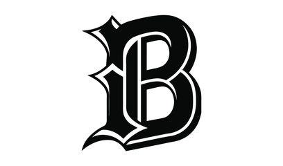 Bold black gothic style letter b initial