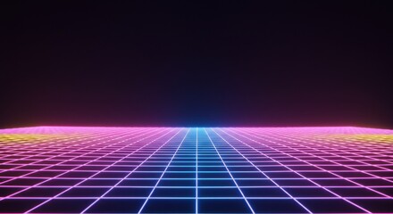 Cyberpunk Grid Neon lines glow on a dark plane blending tech and aesthetics