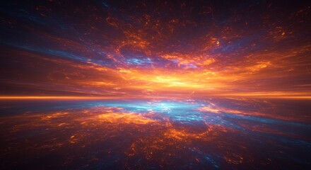 Fototapeta premium Fiery dreamscape of celestial skies reflections