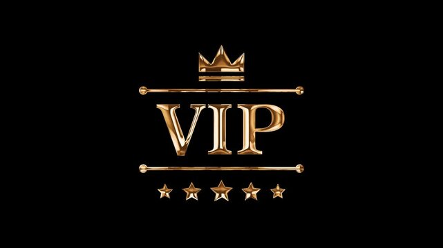 Vip Golden Animated, transparent background. 4K resolution