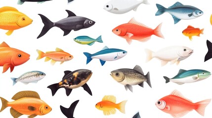 Obraz premium Fish pattern texture with copy space. Close-up fish scale pattern. Aquatic animal design. Fish scales. Realistic fish pattern. Fish design background. Detailed fish pattern. Marine Animal texture.