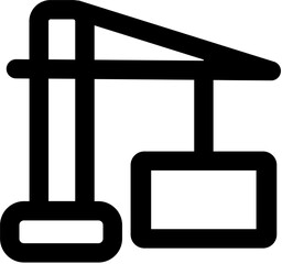 Illustration of a black construction crane with a rectangular load hanging from the arm structure