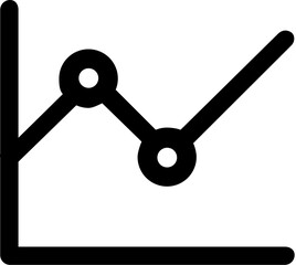 A simple line graph with two points on a coordinate plane showing an upward trend in data analysis