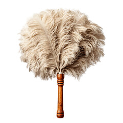 A decorative ostrich feather duster against a black background.