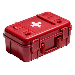 Red first-aid kit with a white cross.
