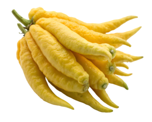 Fresh, ripe yellow banana with organic green beans and yellow peppers, all isolated for a healthy vegetable and fruit display