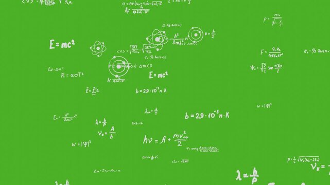 Equation think calculate remember formula showing up to front overlay solution solve handwritten text lecture graphic abstract lesson symbol Green screen.