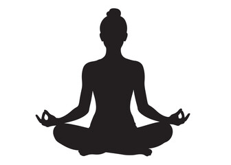 meditation and yoga logo design silhouette vector, yoga logo icon design silhouette vector, black silhouette logo yoga, yoga pose silhouette vector logo on white background