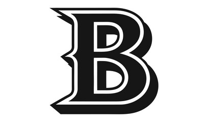 Bold black letter b vintage style alphabet