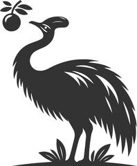 Vector bird cassowary black drawing animal silhouette