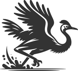 Obraz premium Vector bird cassowary black drawing animal silhouette
