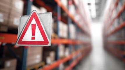 Red warning label on packaged product with bold text, symbolizing safety alert and consumer protection, product hazard caution sign for commercial goods.
