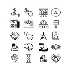 “Business and Finance Icon Set – Style Icons for Reports, Analytics, Time Management, and Planning”
