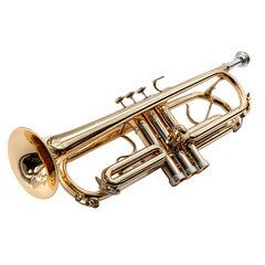 Obraz premium Polished brass trumpet against a black background.