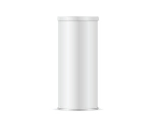 3d white matte paper tube with plastic lid. Vector illustration
