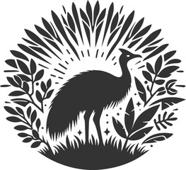 Vector bird cassowary black drawing animal silhouette