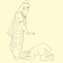 Guru Purnima drawing, Guru and student drawing