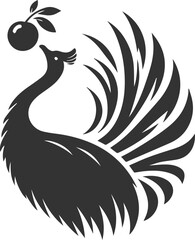 Vector bird cassowary black drawing animal silhouette