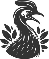 Fototapeta premium Vector bird cassowary black drawing animal silhouette
