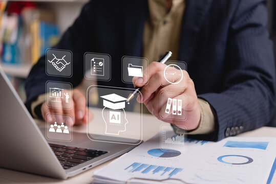 business corporate training AI artificial intelligence, Smart Management education, digital online network e-learning technology, innovation team collaboration