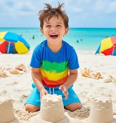 boy playing on the beach