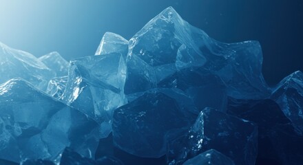 Obraz premium Shards of glacial ice shimmering blue in the dim cold expanse