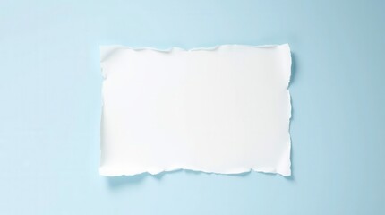 Obraz premium Torn white paper on blue background. Abstract minimalistic composition. Ripped edges of paper sheet.