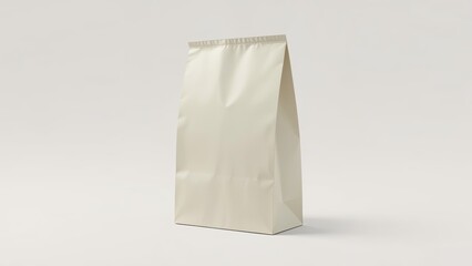 A sleek, cream-colored paper bag with a folded top, ideal for packaging gourmet snacks or bakery products.