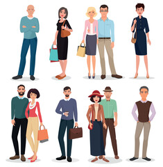 Obraz premium International people and couples with shopping bags collection