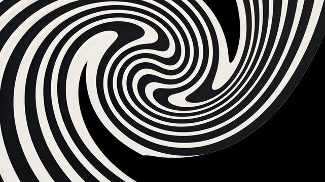 Abstract hypnotic black white swirl animated overlay, transparent 4K video, alpha channel, ProRes 4444 - Powered by Adobe