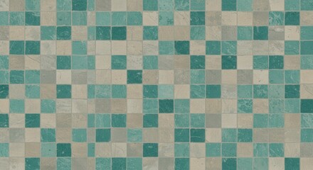 Turquoise  Beige Mosaic Tiles Dance