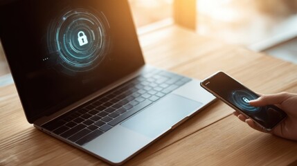 The modern smartphone and laptop showcasing digital security features and privacy protection.