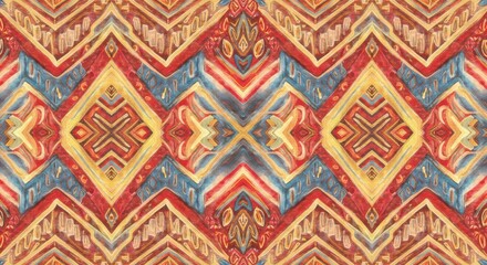 Vibrant tapestry of zigzagging patterns  tribal diamond icons