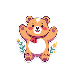 Obraz premium Aesthetic Korean Bear Sticker PNG