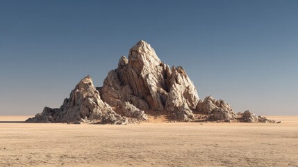 Rocky heap with tiny grains of sand spread unevenly across a flat dry plain