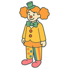 woman clown circus attraction flat color vector illustration template design