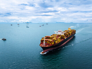 shipping logistic cargo container ship import export goods and distributing products to dealer and...