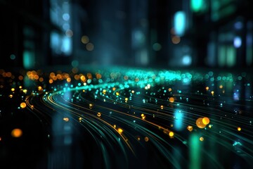 Abstract digital cityscape. A futuristic, glowing network