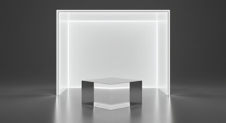 Fototapeta premium Modern Minimalist Product Acrylic Display Hexagonal Platform with Backlit Showcase