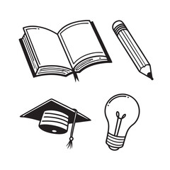 education and school icon set – line art style
