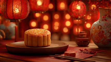 Obraz premium Festive Chinese New Year Setting with Red Lanterns