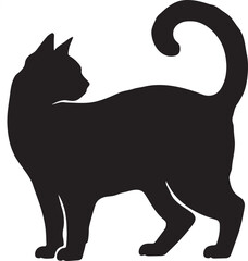 Black cat silhouette standing profile view