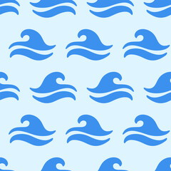 Blue Ocean Waves Seamless Pattern Sea Ornament